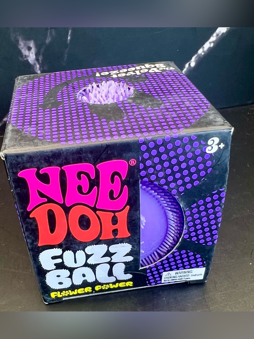 NeeDoh Purple Fuzz Ball “Flower Power” Stress Relief Sensory Toy- Purple. NIB